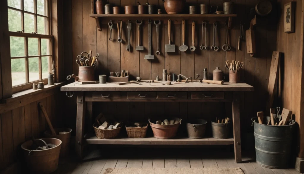 etabli en bois ancien