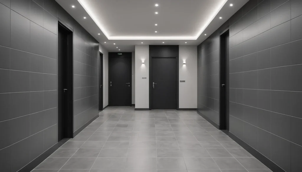 carrelage gris dans le couloir
